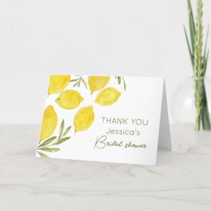 Lemons Olive Branch Yellow Italian Bridal Shower Thank You Card