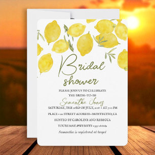 Lemons Olive branch Yellow Rustic Bridal Shower  Invitation