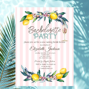  Lemons Olives Glass Pink Stripes Bachelorette   Invitation