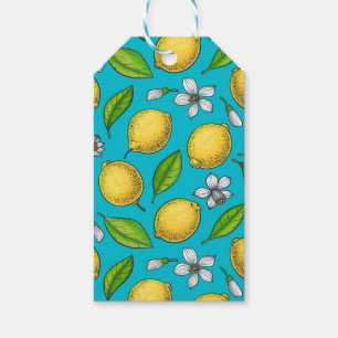 Lemons on blue gift tags