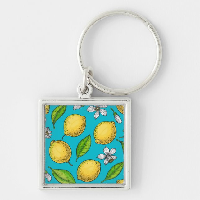Lemons on blue key ring (Front)
