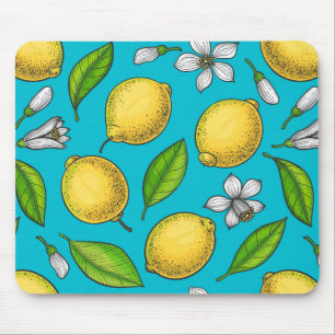 Lemons on blue mouse pad