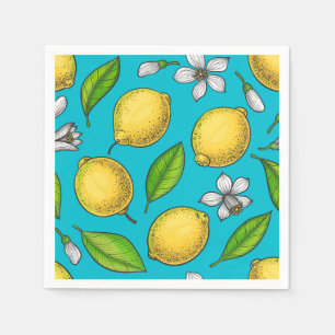 Lemons on blue napkin