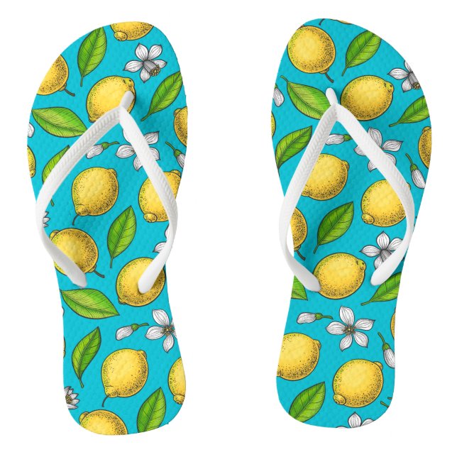 Lemons on blue thongs (Footbed)