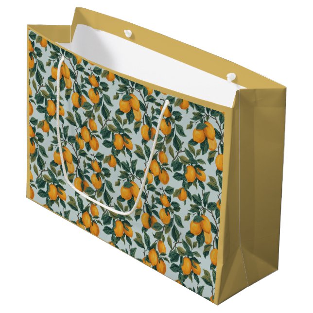 Lemons on Branches Large Gift Bag (Front Angled)