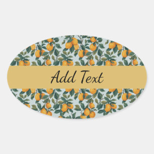Lemons on Branches Oval Sticker