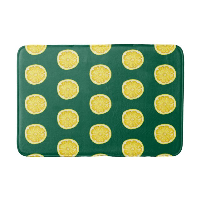 Lemons on Green Bath Mat (Front)