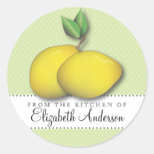 Lemons on Green Polka Dot From the Kitchen Label