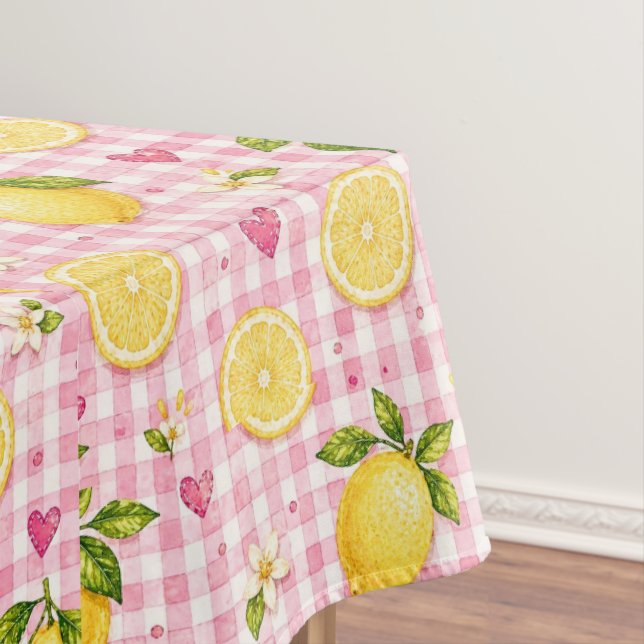 Lemons on Pink Gingham Tablecloth (In Situ)