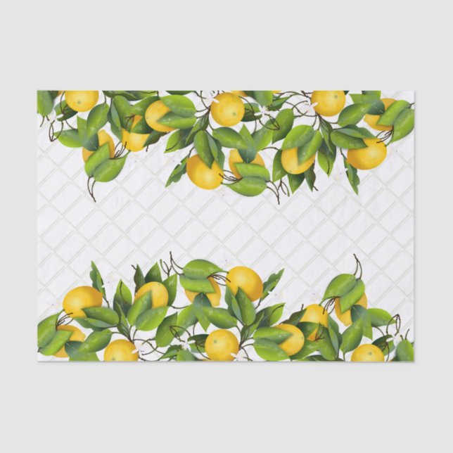 Lemons on Trellis Tissue Paper (Front)
