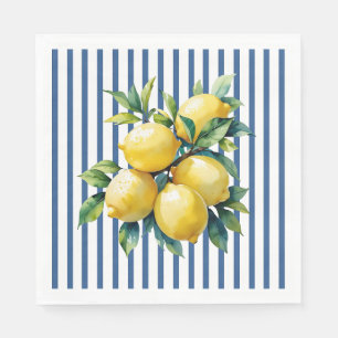 Lemons on Vertical Stripes Napkin