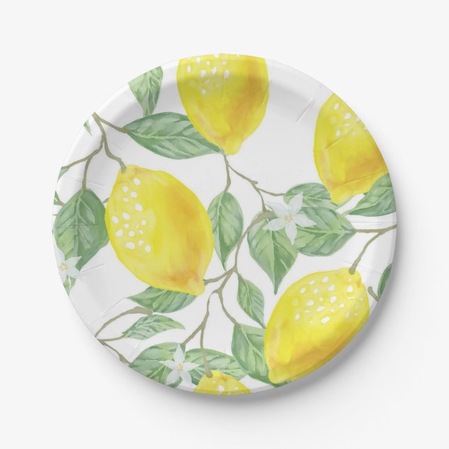 Lemons on Vine Design Paper Plate (Front)