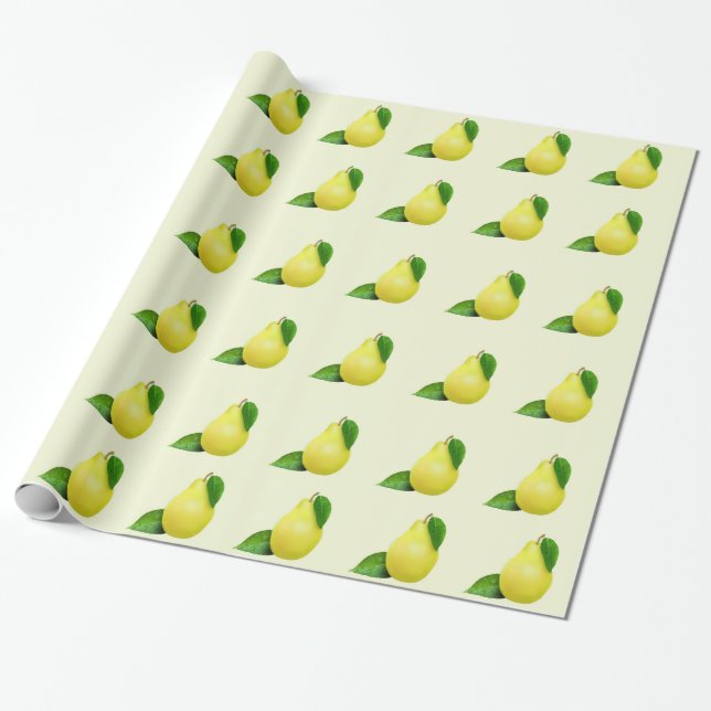 Lemons on Yellow Wrapping Paper (Unrolled)