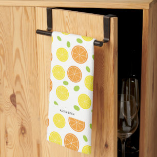 Lemons Oranges and Grapes Fruit Personalized Tea Towel