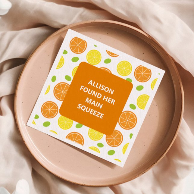 Lemons & Oranges Fruit Personalised Bridal Shower Napkin (Creator Uploaded)