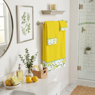 Lemons pattern bath towel set