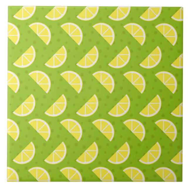 Lemons Pattern Ceramic Tile (Front)