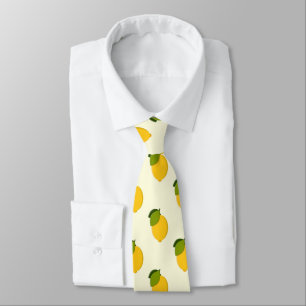 Lemons Pattern Cute Yellow and Green Citrus Fruits Tie