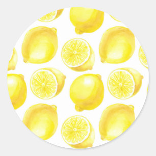 Lemons pattern design classic round sticker