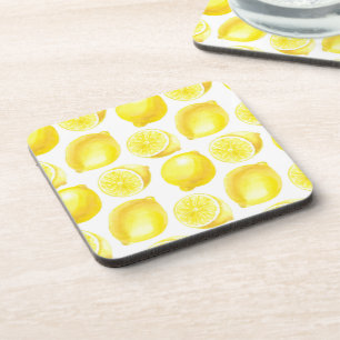 Lemons pattern design coaster