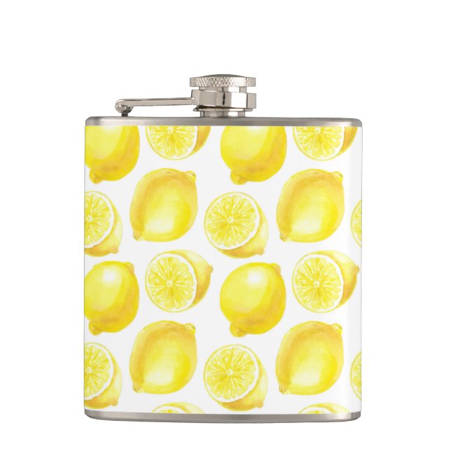 Lemons pattern design hip flask (Front)