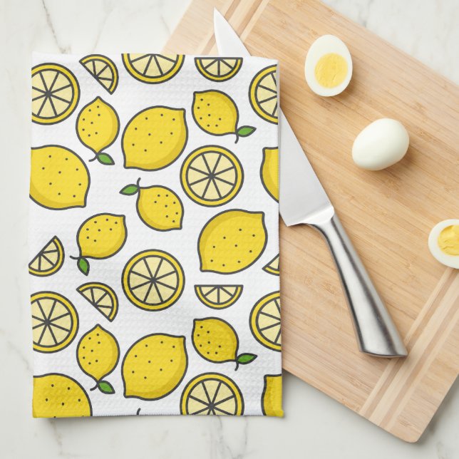 Lemons Pattern Tea Towel (Quarter Fold)