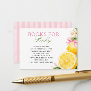 Lemons Pink Coquette Baby Shower Books for Baby Enclosure Card