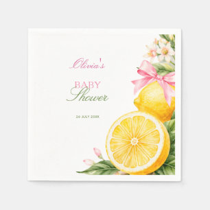 Lemons Pink Coquette Baby Shower Napkin