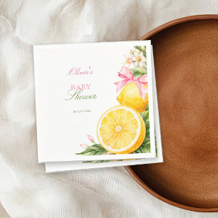Lemons Pink Coquette Baby Shower Napkin