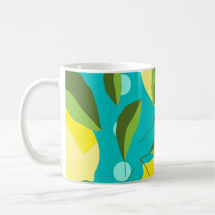 Lemons Polka Dot: Blue Background. Coffee Mug