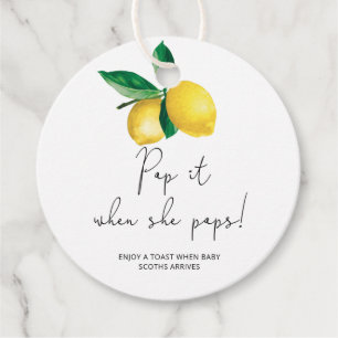 Lemons - Pop it when she pops baby shower Favour Tags