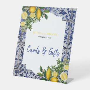 Lemons Portuguese Tiles Wedding Cards & Gifts  Pedestal Sign