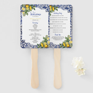 Lemons Portuguese Tiles Wedding Program Hand Fan