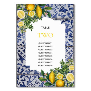 Lemons Portuguese Wedding Table Number Guest Names