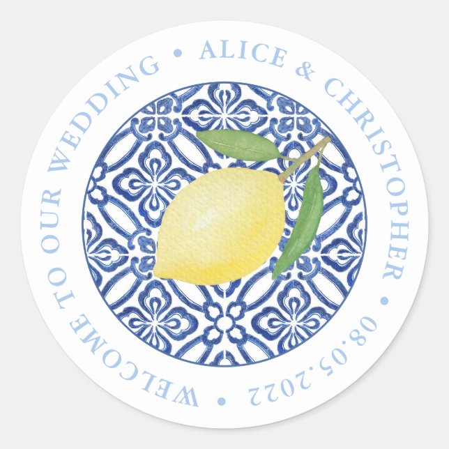Lemons Positano Welcome To Our Wedding Out Of Town Classic Round Sticker (Front)