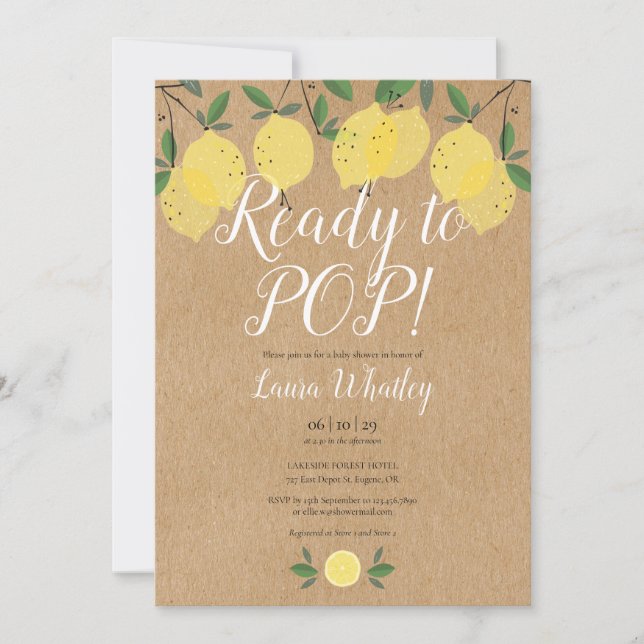  Lemons Ready to POP Baby Shower Rustic Invitation (Front)