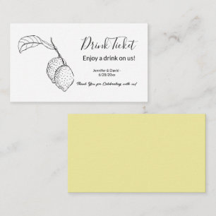 Lemons Reception Drink Ticket Enclosure Card