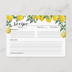 Lemons recipe card Bridal Shower