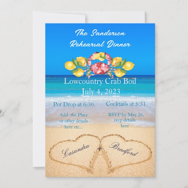 Lemons Red Crab  Low Country Invitation (Front)