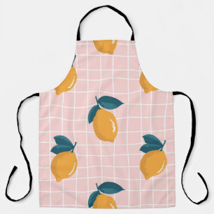 Lemons, retro geometry, summer seamless pattern. apron