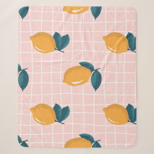 Lemons, retro geometry, summer seamless pattern. sherpa blanket