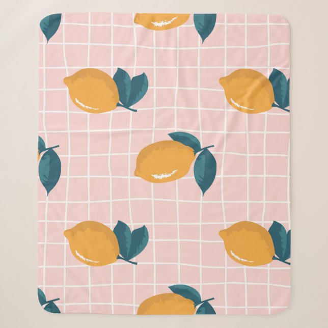 Lemons, retro geometry, summer seamless pattern. sherpa blanket (Front)