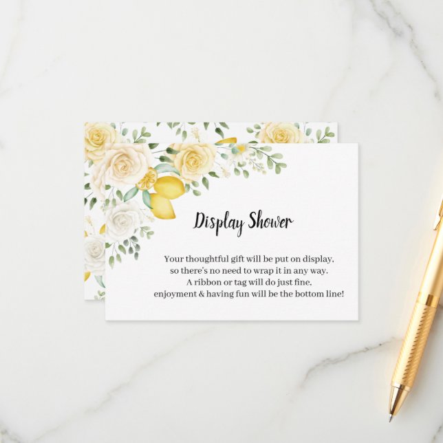Lemons&Roses Display Bridal Shower  Enclosure Card (Front/Back In Situ)