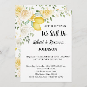 Lemons & Roses Wedding Anniversary Renewal Vows Invitation