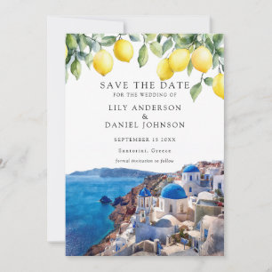Lemons Santorini Greece Wedding Save The Date