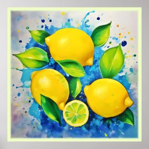Lemons Splash of Colour Poster