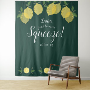 Lemons Squeeze Green Bridal Shower Photo Backdrop Tapestry