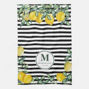 Lemons striped Family Kitchen Custom Tea Towel