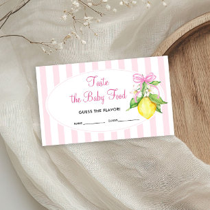 Lemons Taste the Baby Food Game Ticket Enclosure Card