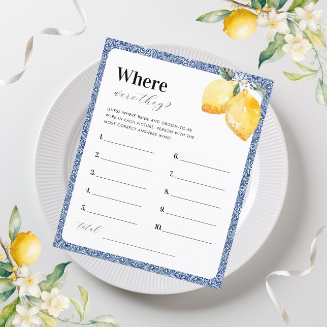 Lemons & Tile Where Were They Bridal Shower Game (Creator Uploaded)